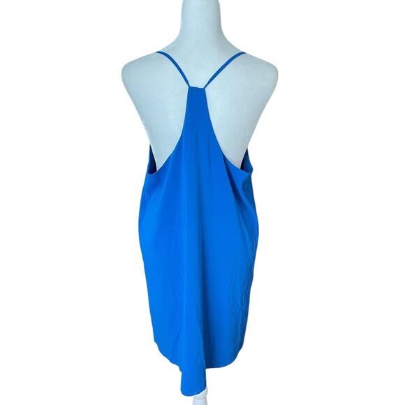 Alice & Olivia Medium Shift Dress Bright Blue Vneck Racerback Silk Blend - Picture 11 of 13